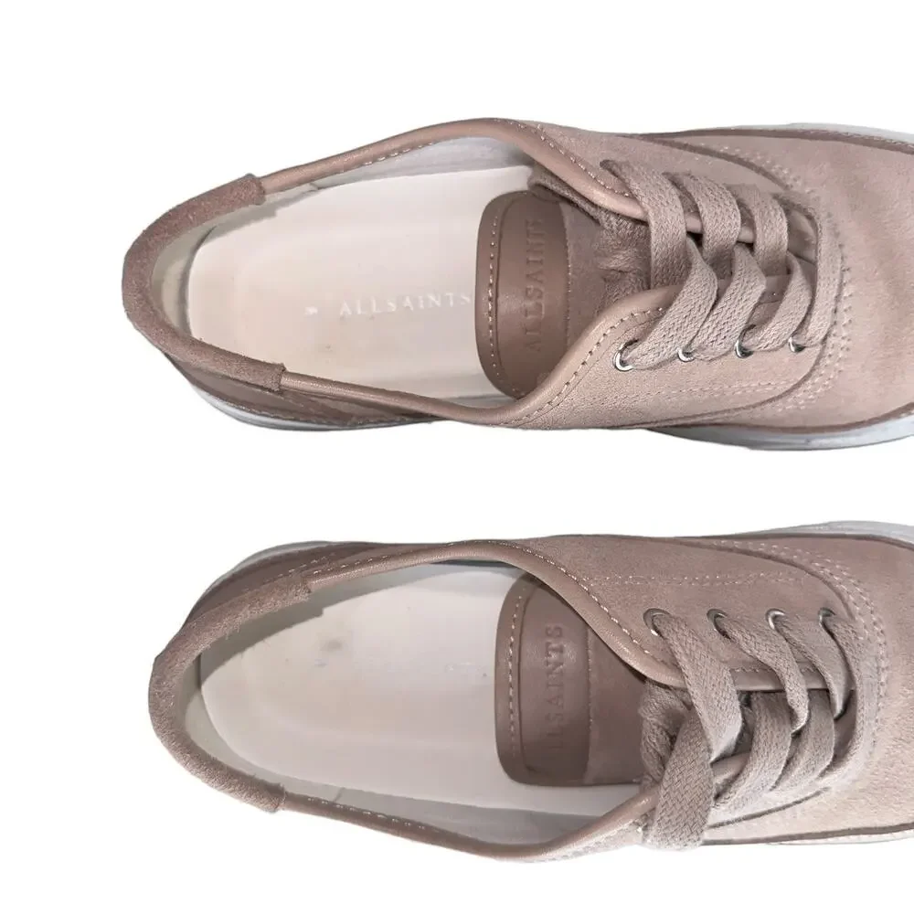 All Saints Bella Dusty Rose Pink Women's Suede Leather Platform Sneakers Size 7
